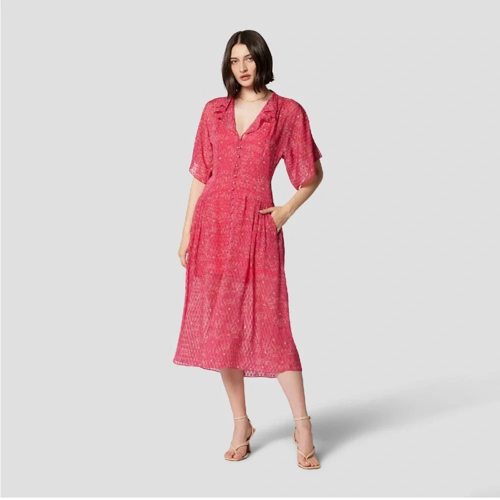 Equipment Samia silk floral ruffled button down midi long dress NWT‎ size 6